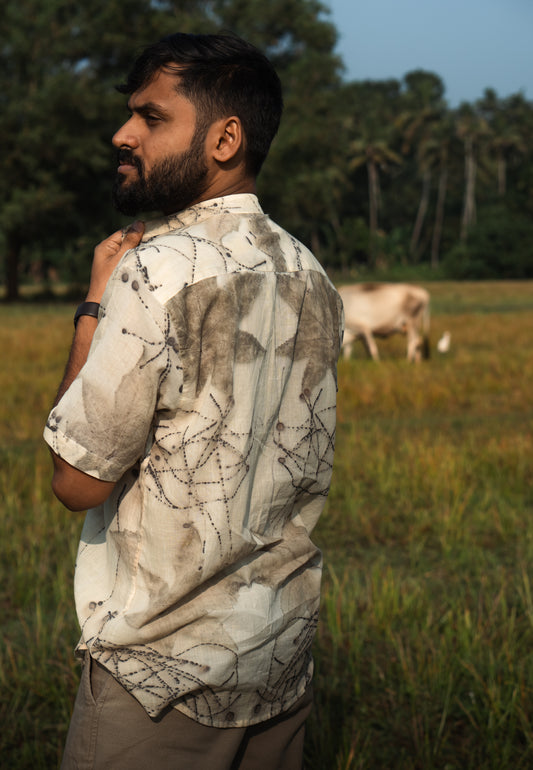 Bee Path Eco-Printed Mulcotton Shirt