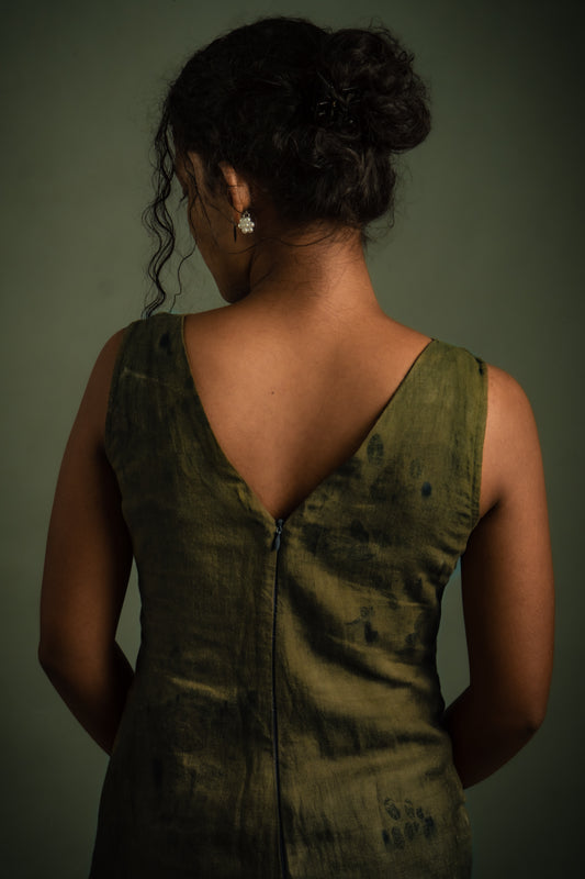 Naturally Dyed Eco-Printed Linen Jumpsuit