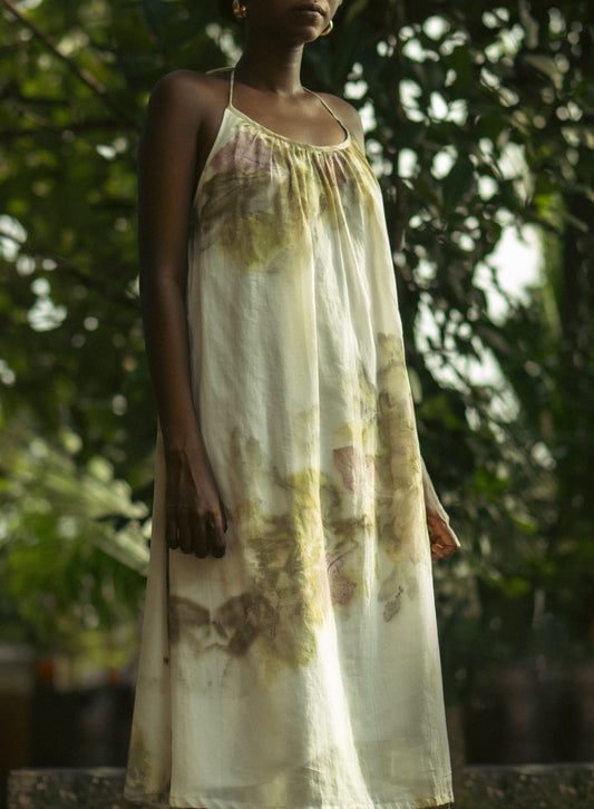 Eco-Printed Halter Neck Dress