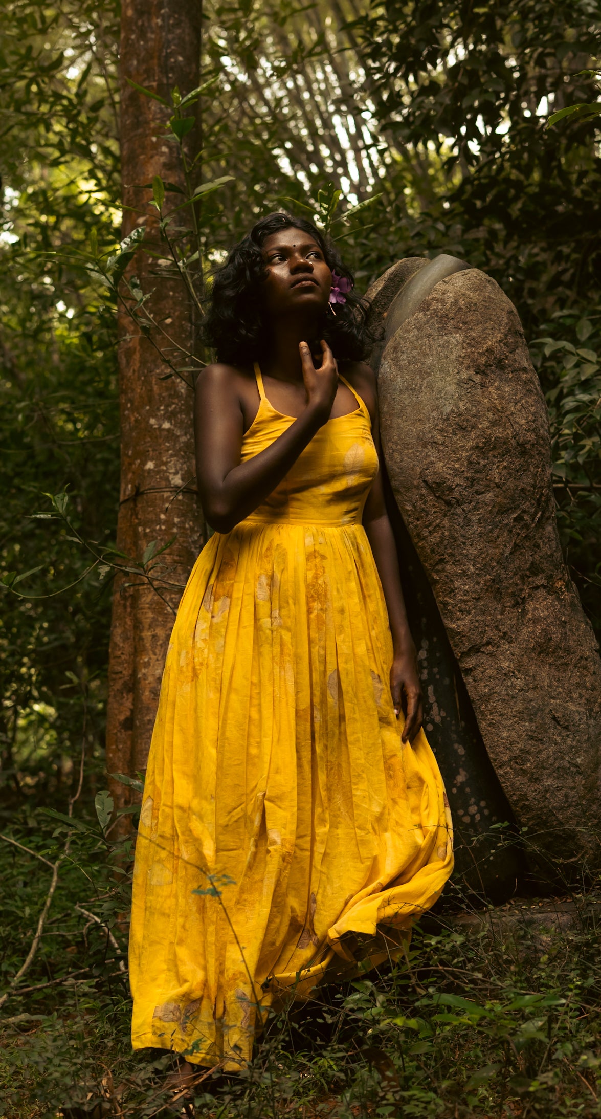 Ecoprinted backless dress