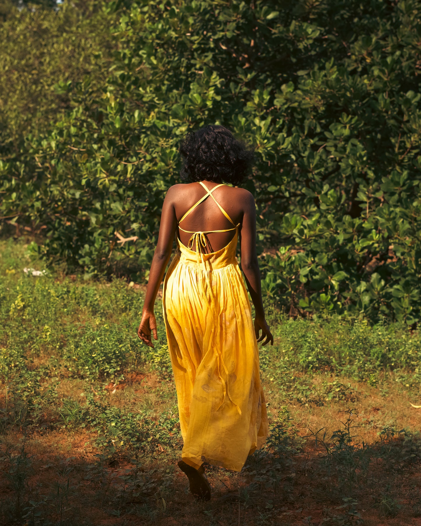 Ecoprinted backless dress