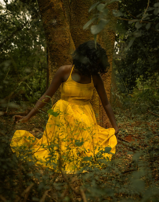 Ecoprinted backless dress