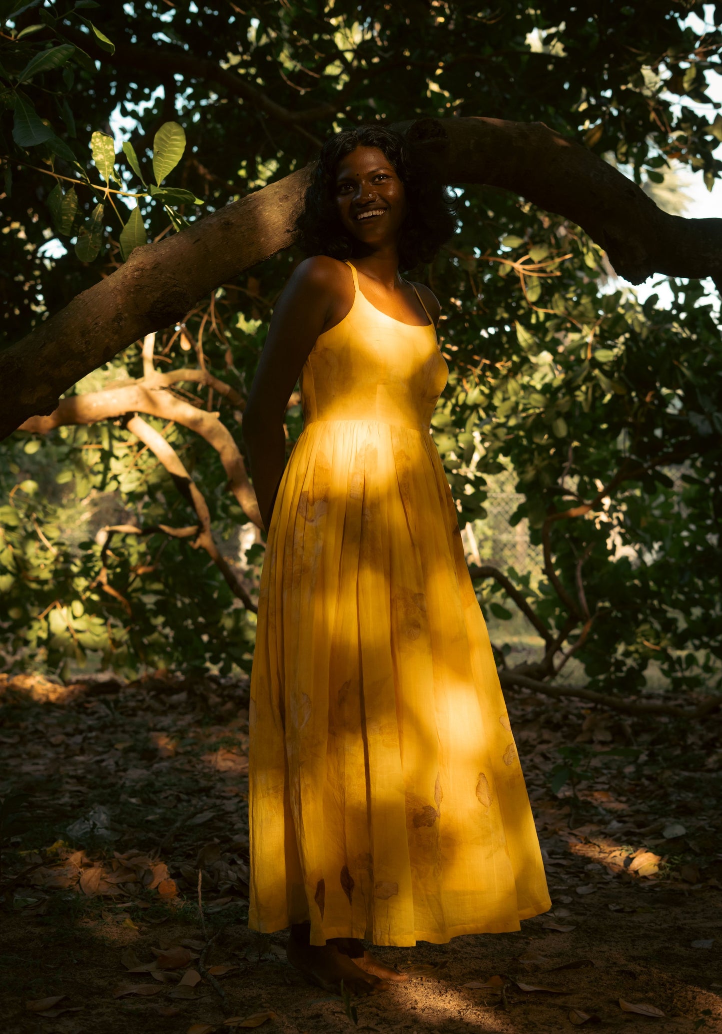 Ecoprinted backless dress