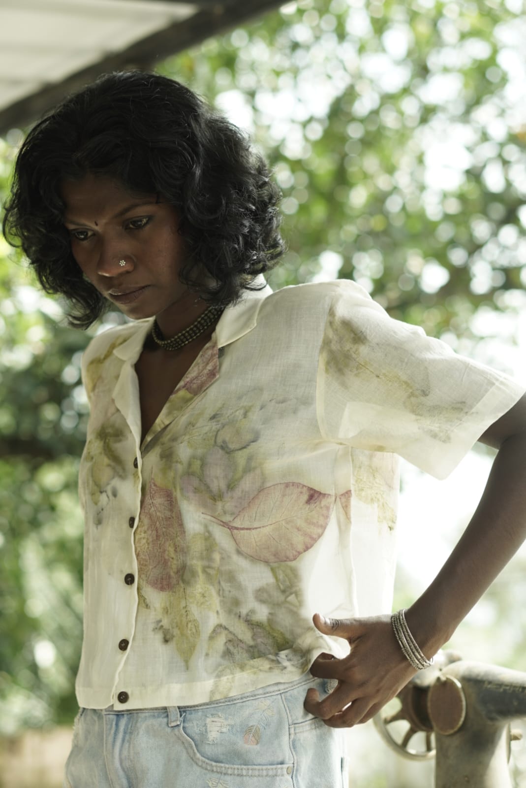 Ecoprinted crop shirt